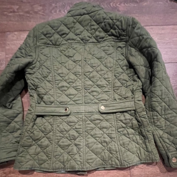 J. Crew Quilted Downtown Field Green Cotton Zip Gold Snap Jacket XS - Picture 13 of 13